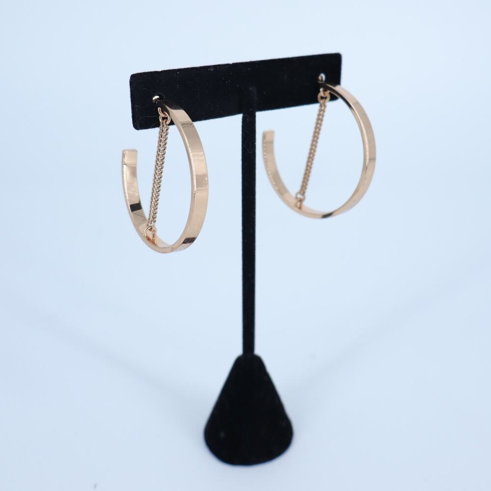Jenny Bird Rose Gold 3/4 Hoop Earrings with Diameter Chain
